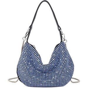 NWT Sparkling Bling Swarovski Crystal Rhinestones: Half Moon Purse +Gift